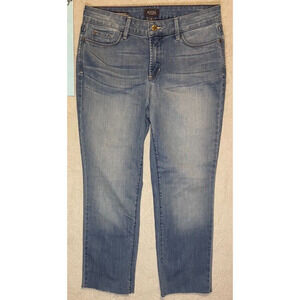 NYDJ Jeans Womens 8 Blue Marilyn Straight Lift Tuck Stretch Preppy Denim Raw Hem